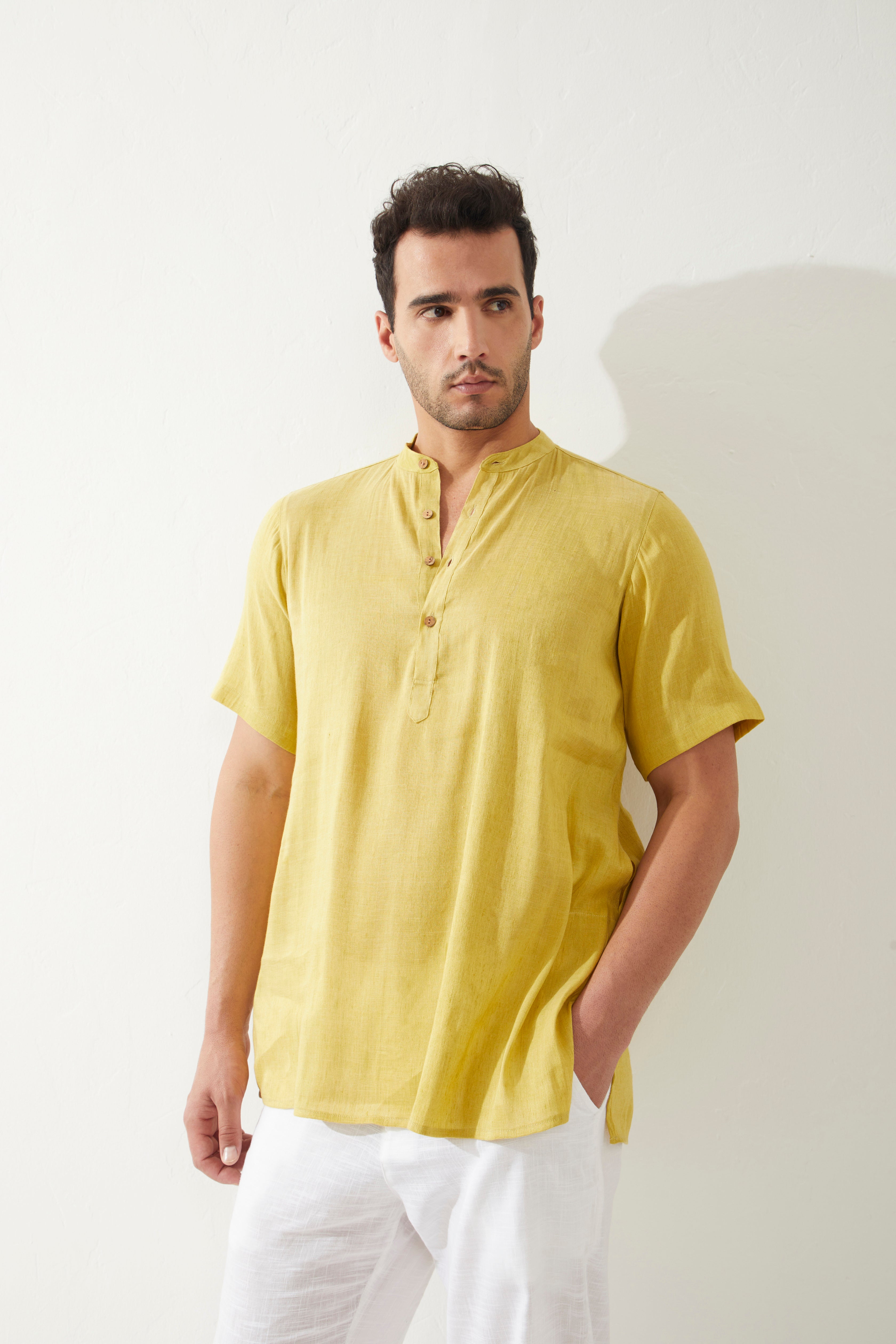 Kesariya Half Sleeve Short Kurta