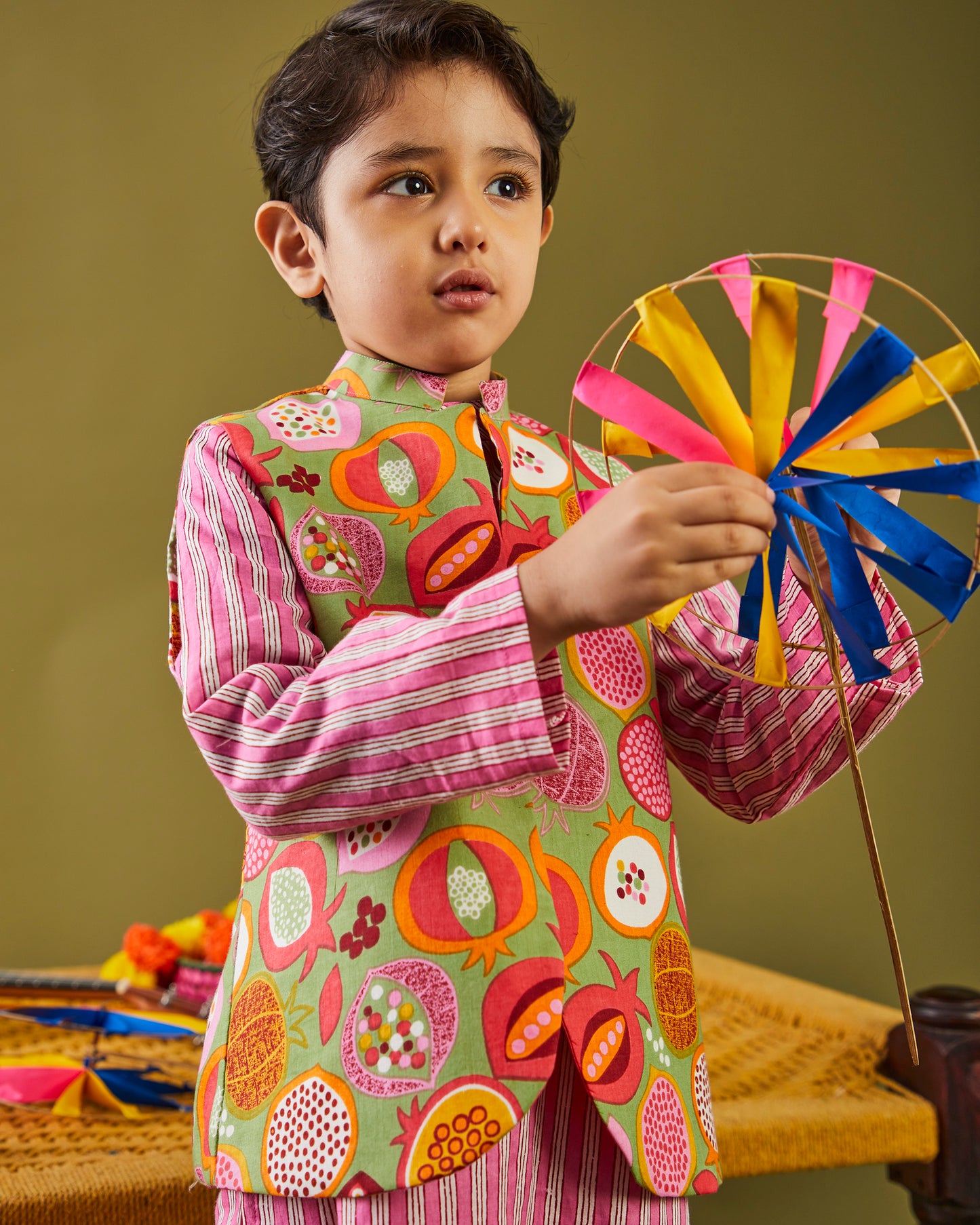 Printed Anaar Kurta Pajama Bandi Set