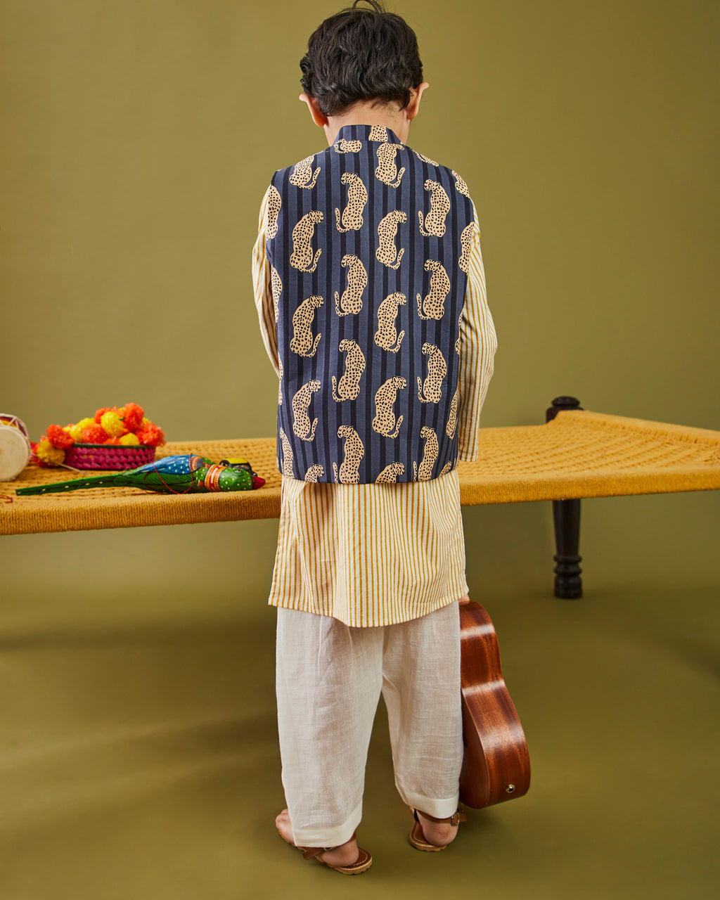 Printed Jungle Kurta Pajama Bandi Set