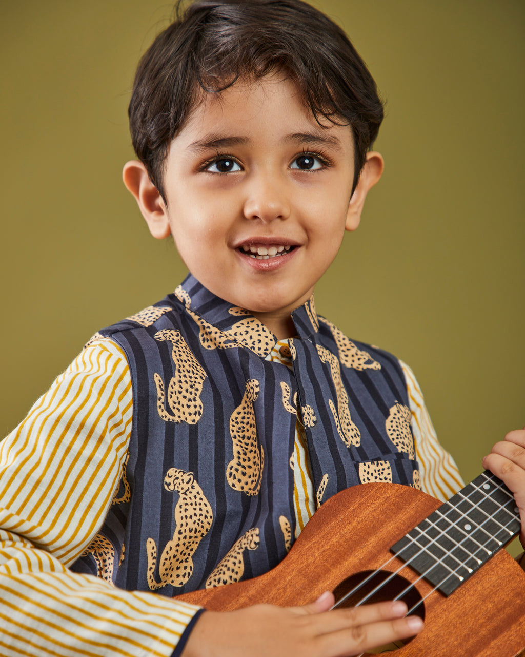 Printed Jungle Kurta Pajama Bandi Set