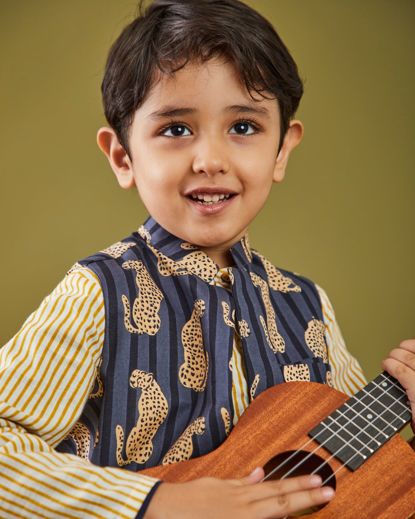 Printed Jungle Kurta Pajama Bandi Set