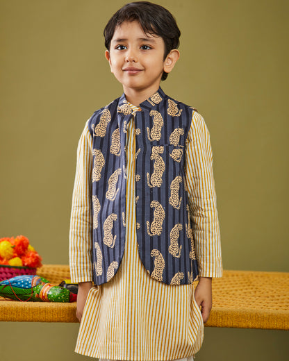 Printed Jungle Kurta Pajama Bandi Set