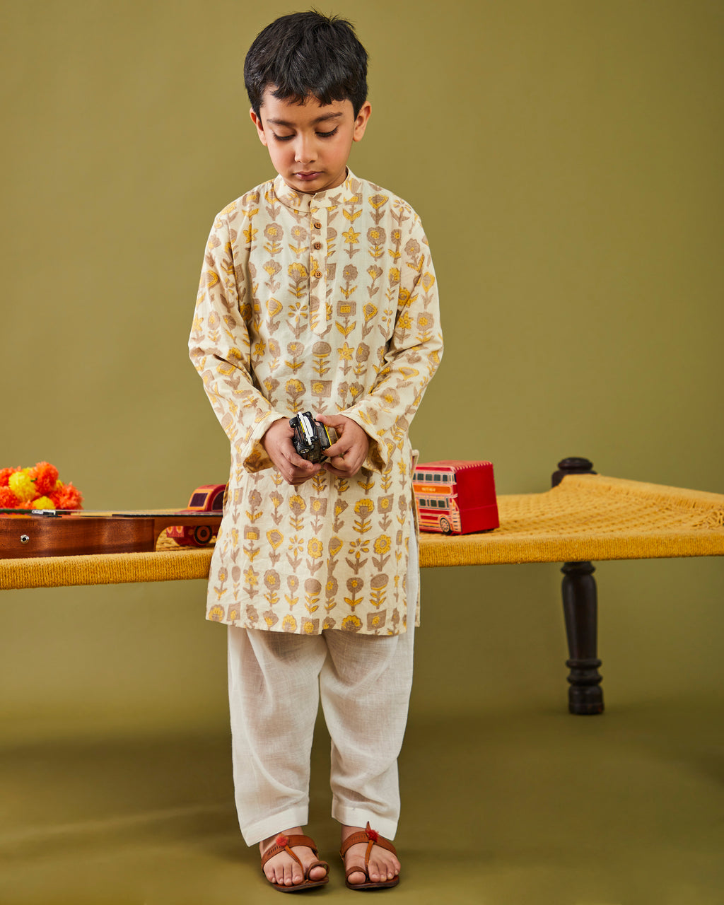 Ajrakh Gamla Kurta Pajama Set