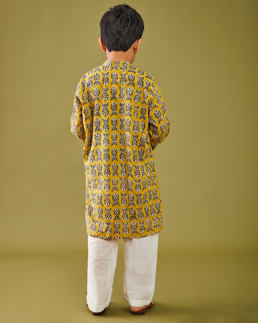 Bagru Machhli - Yellow Kurta Pajama Set
