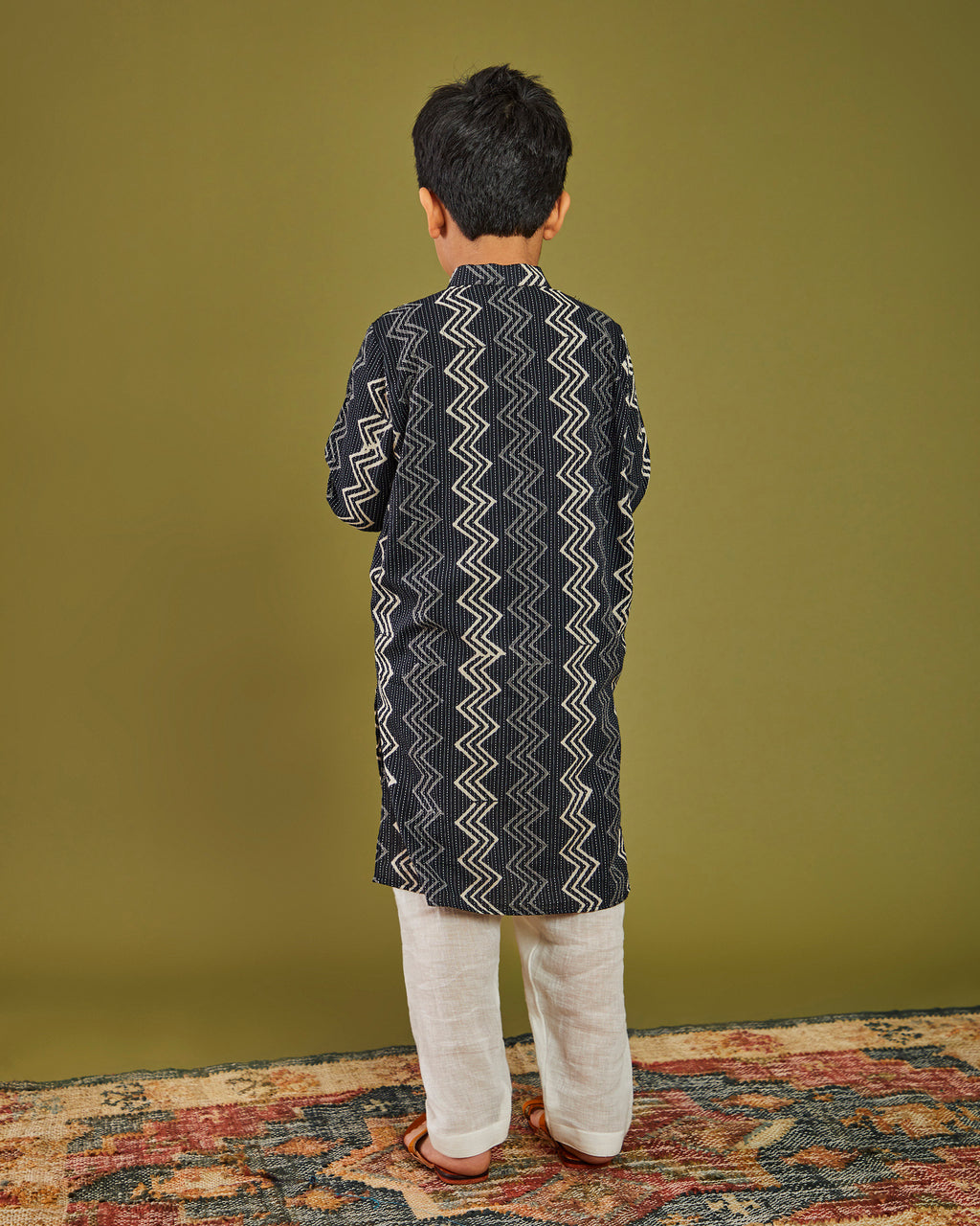 Kantha Zigzag Kala Kurta
