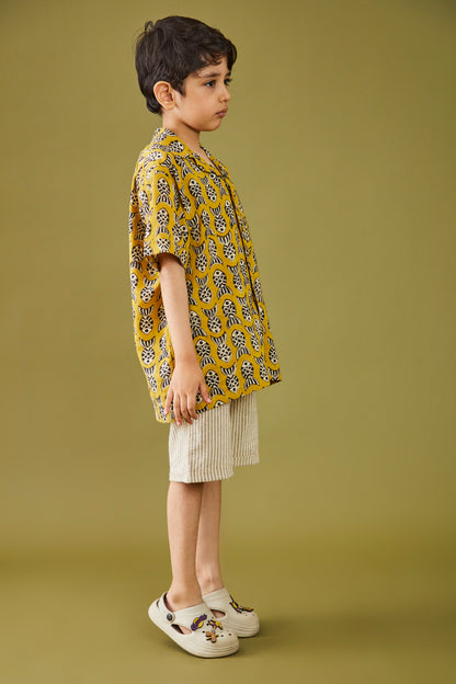 Bagru Machhli - Yellow Shirt