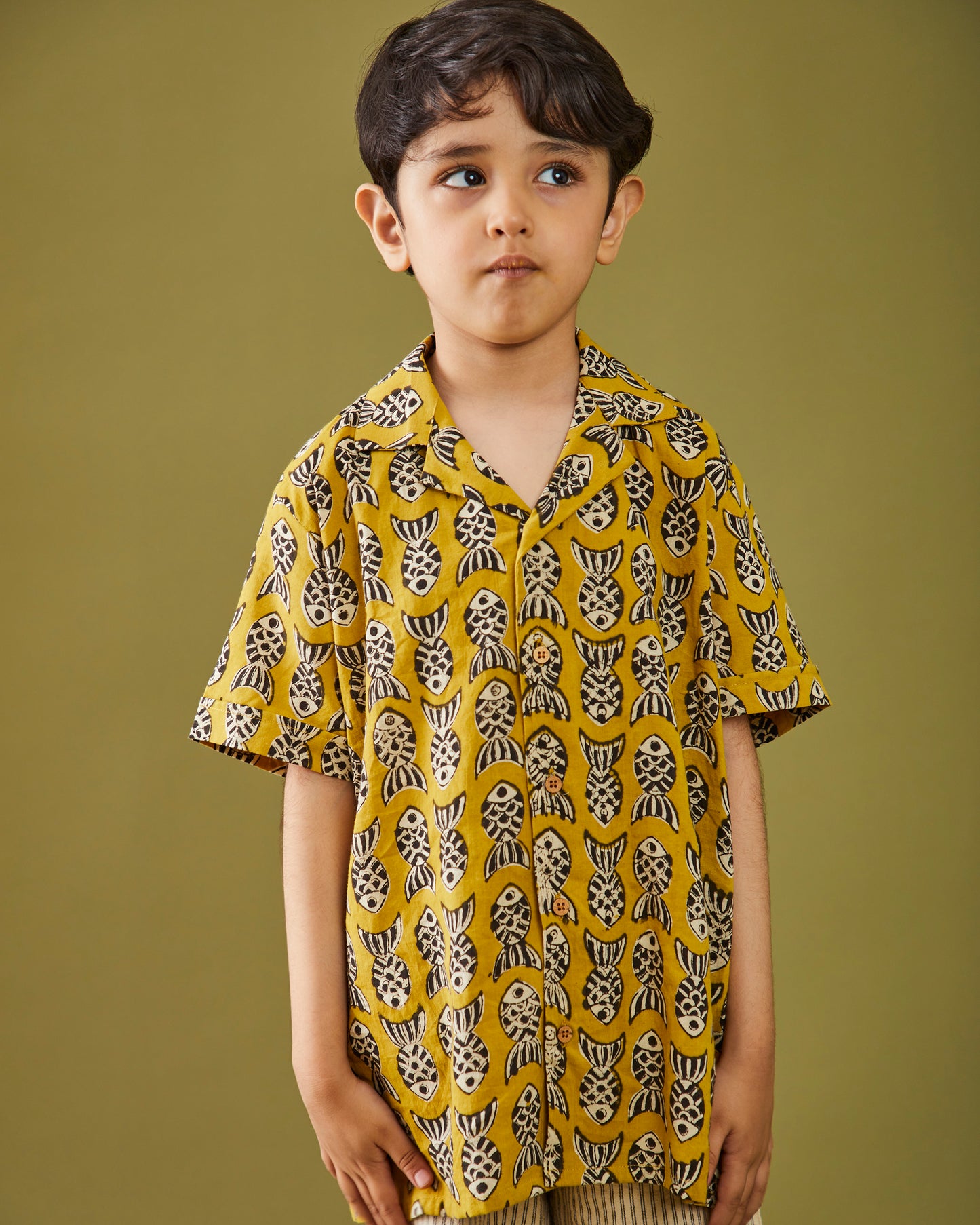 Bagru Machhli - Yellow Shirt