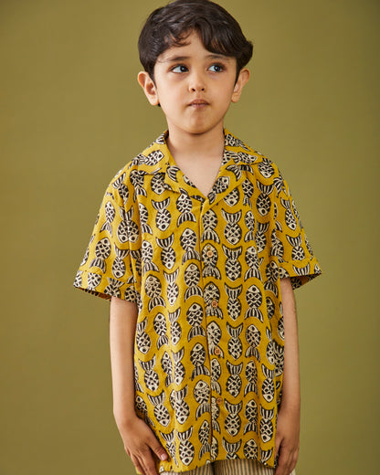 Bagru Machhli - Yellow Shirt