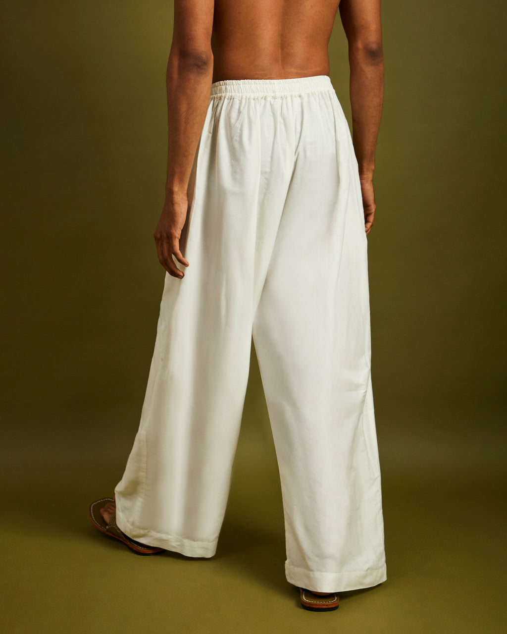 White Wide Leg Pants Elastic