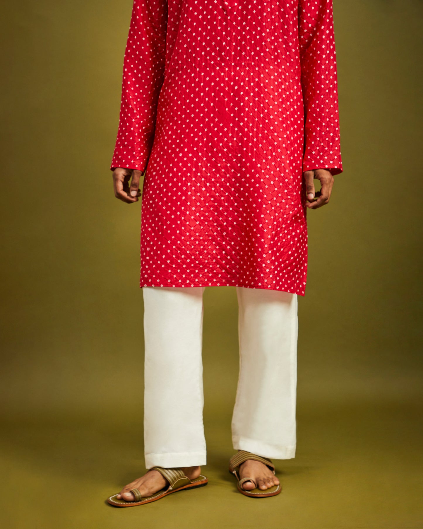 Off Wite Straight Pants with Drawstrings