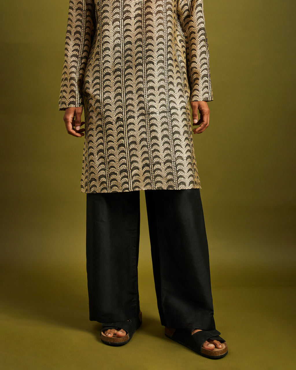 Black Wide Leg Pants Elastic With Drawstrings