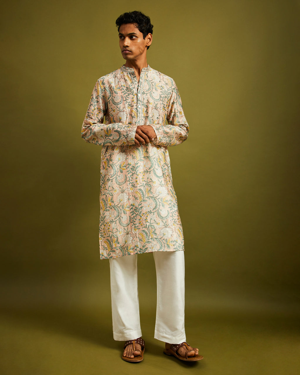 White Straight Pants Elastic with Drawstrings