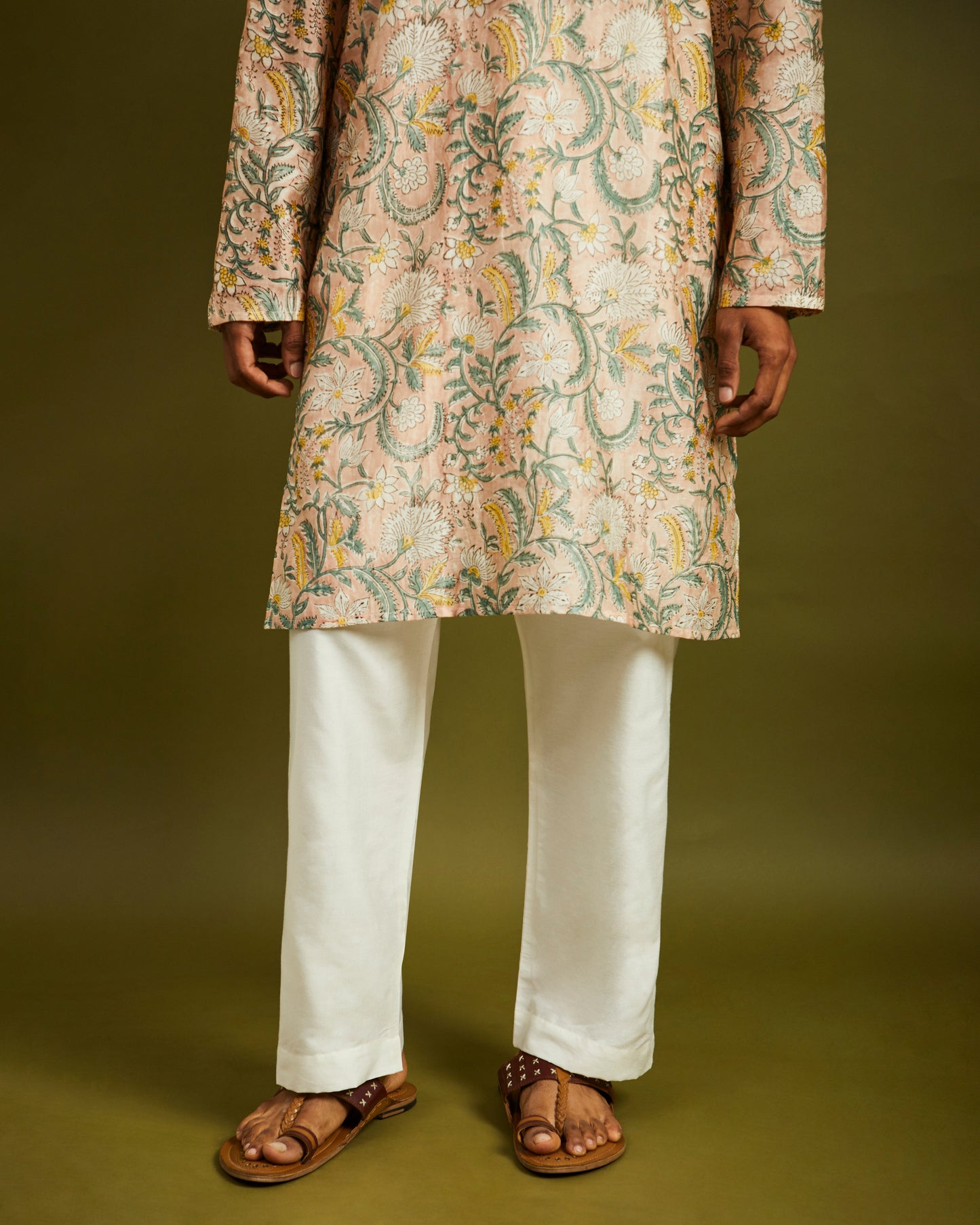 White Straight Pants Elastic with Drawstrings