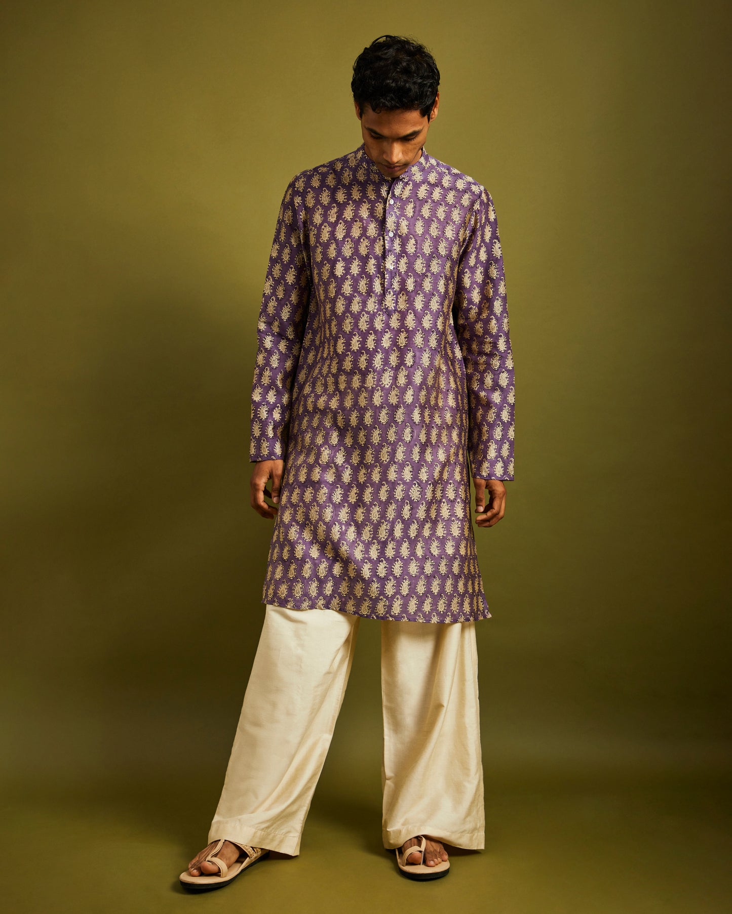 Cream Wide Leg Pants with Drawstrings