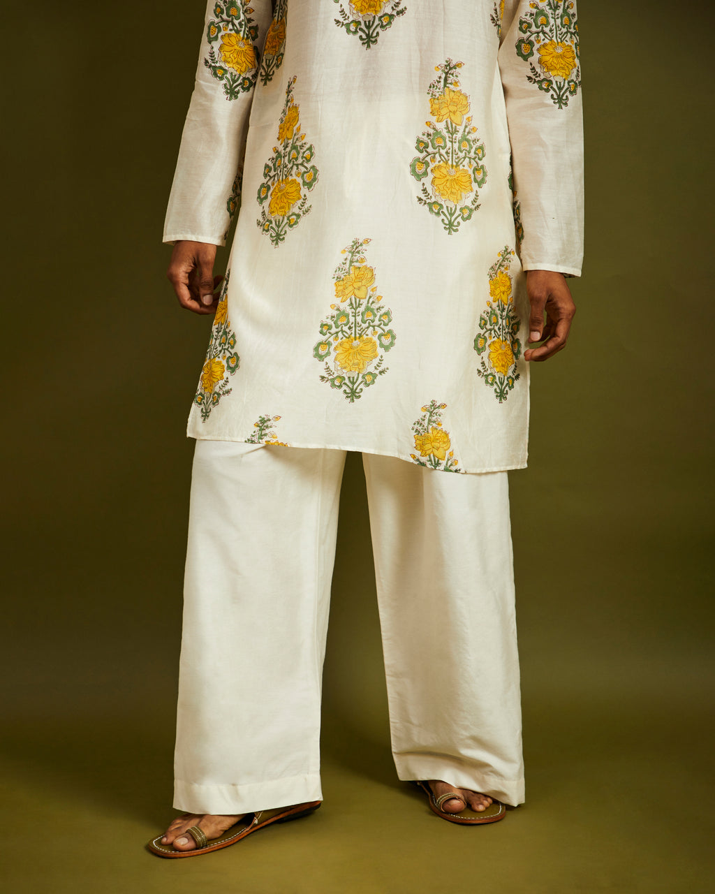 White Wide Leg Pants with Elastic and Drawstrings