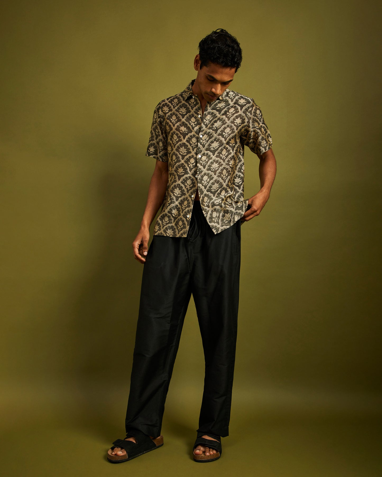 Black Straight Leg Pants with Drawstrings