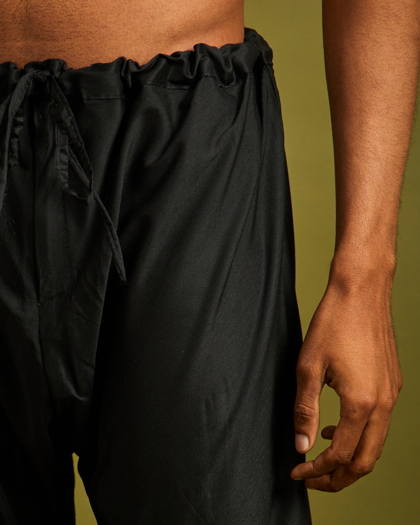 Black Wide Leg Pants with Drawstrings