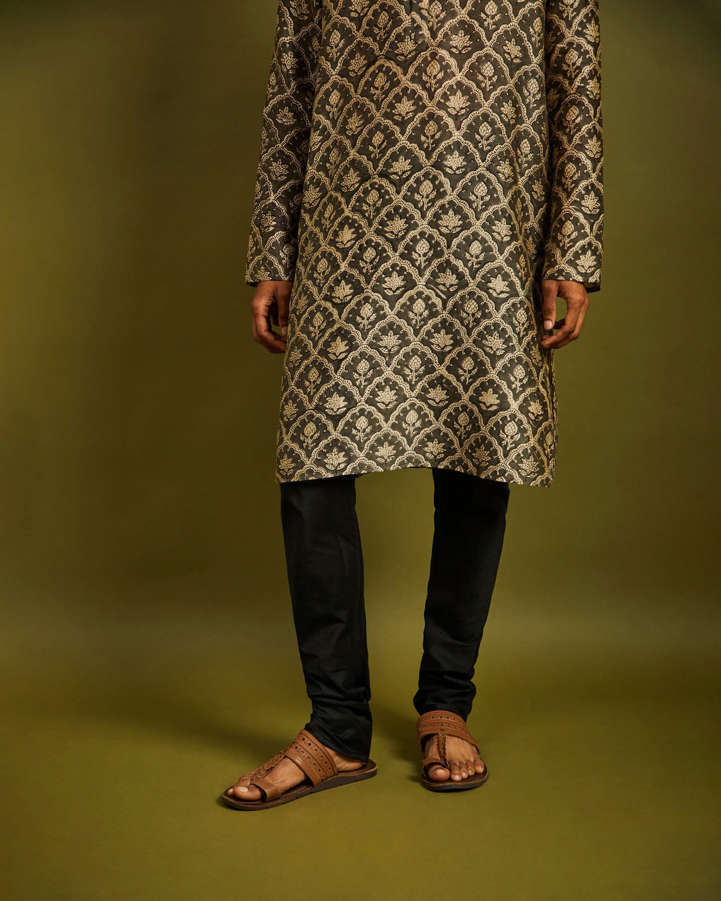 Black Churidaar Pants with Drawstrings