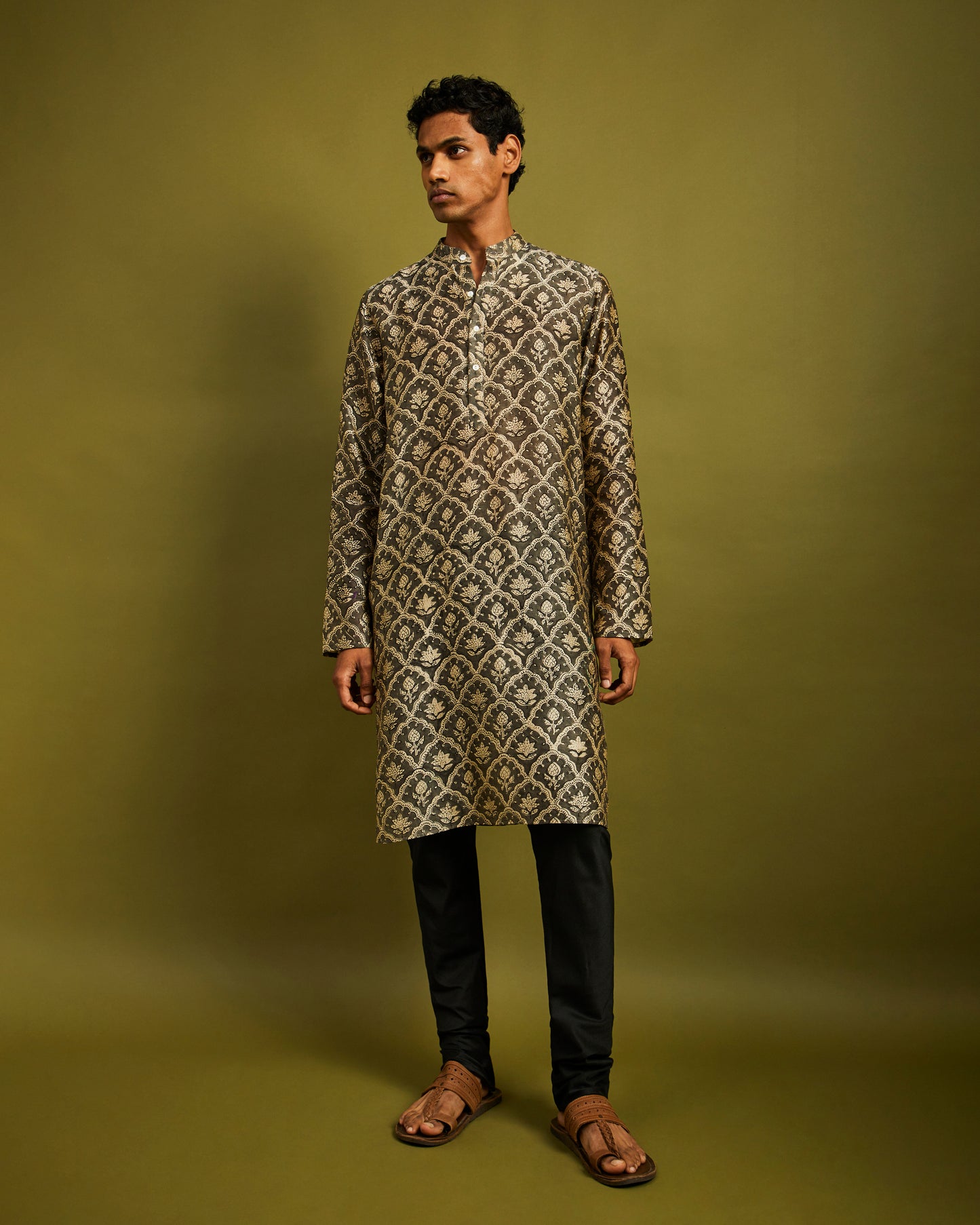 Black Churidaar Pants with Drawstrings