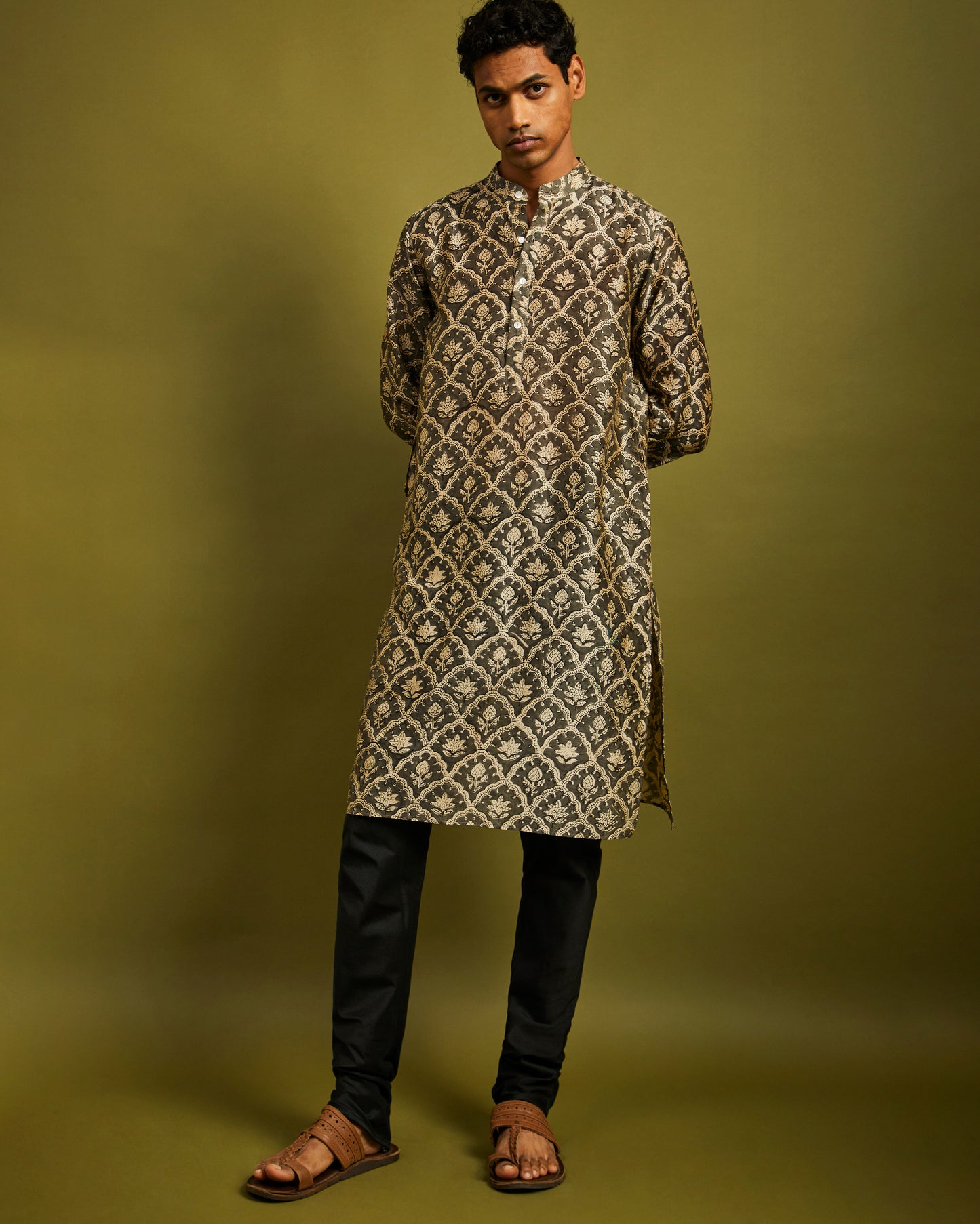 Black Churidaar Pants with Drawstrings