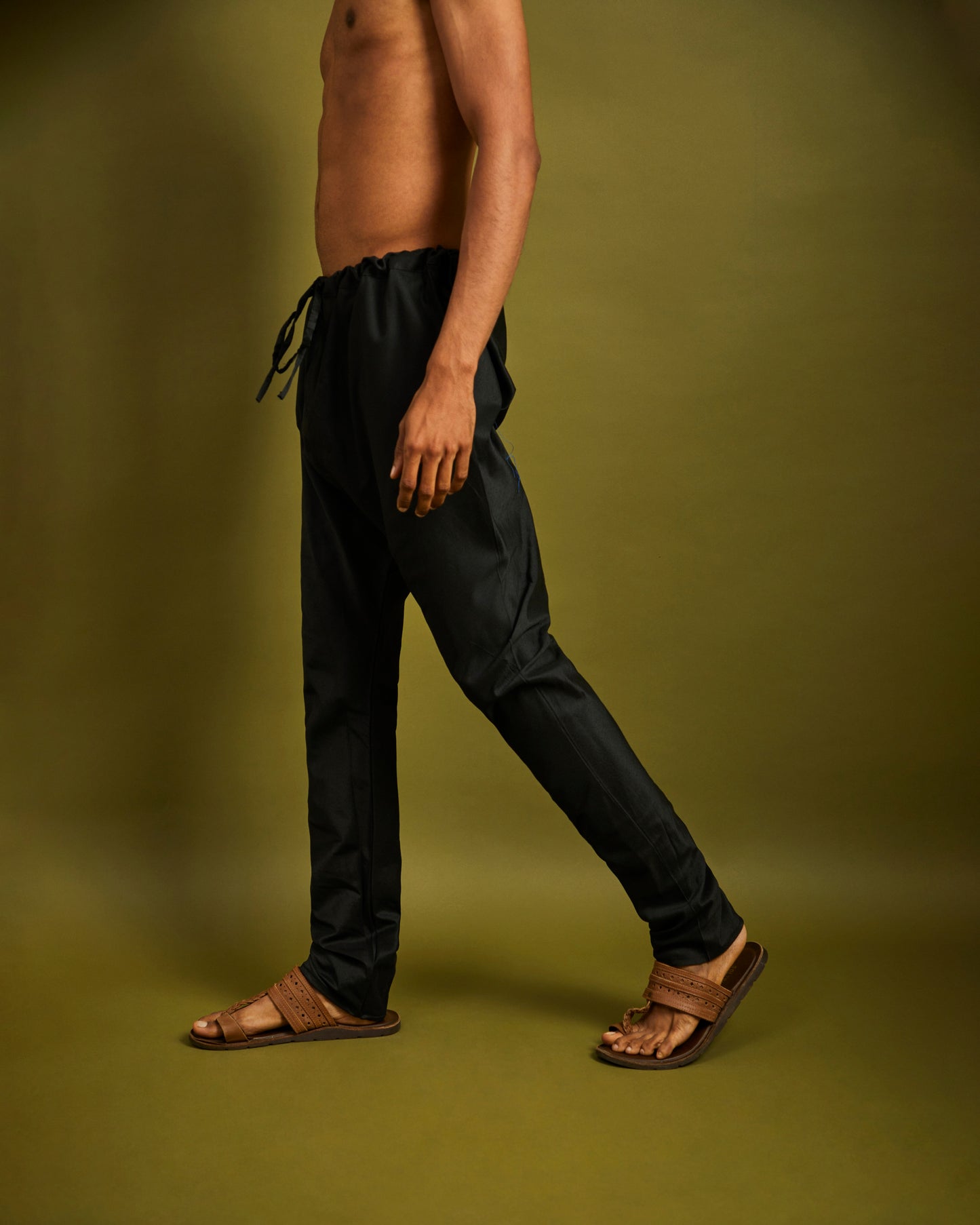 Black Churidaar Pants with Drawstrings