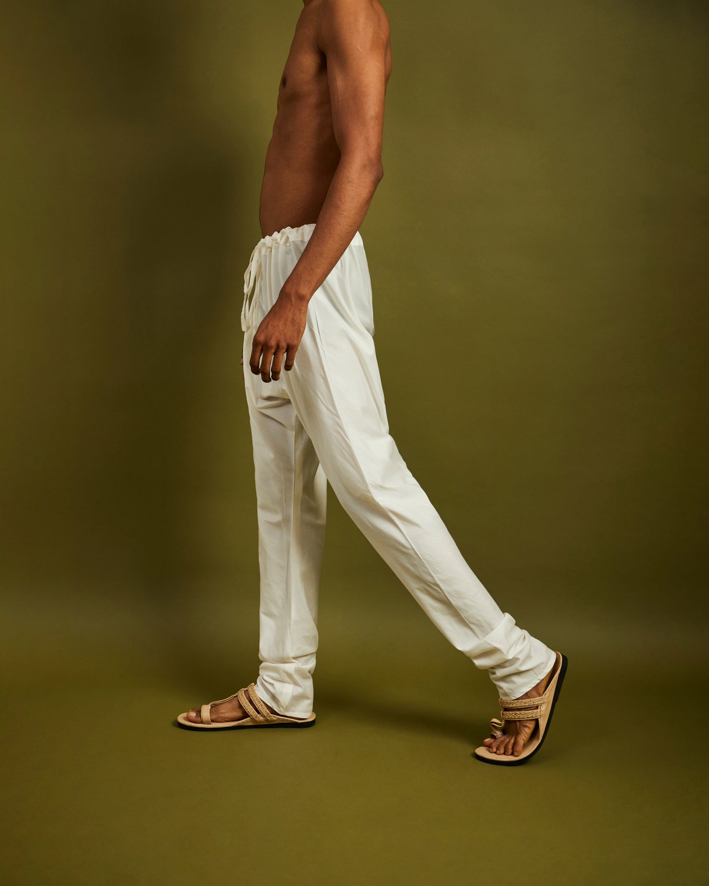 White Churidaar Pants with Drawstrings