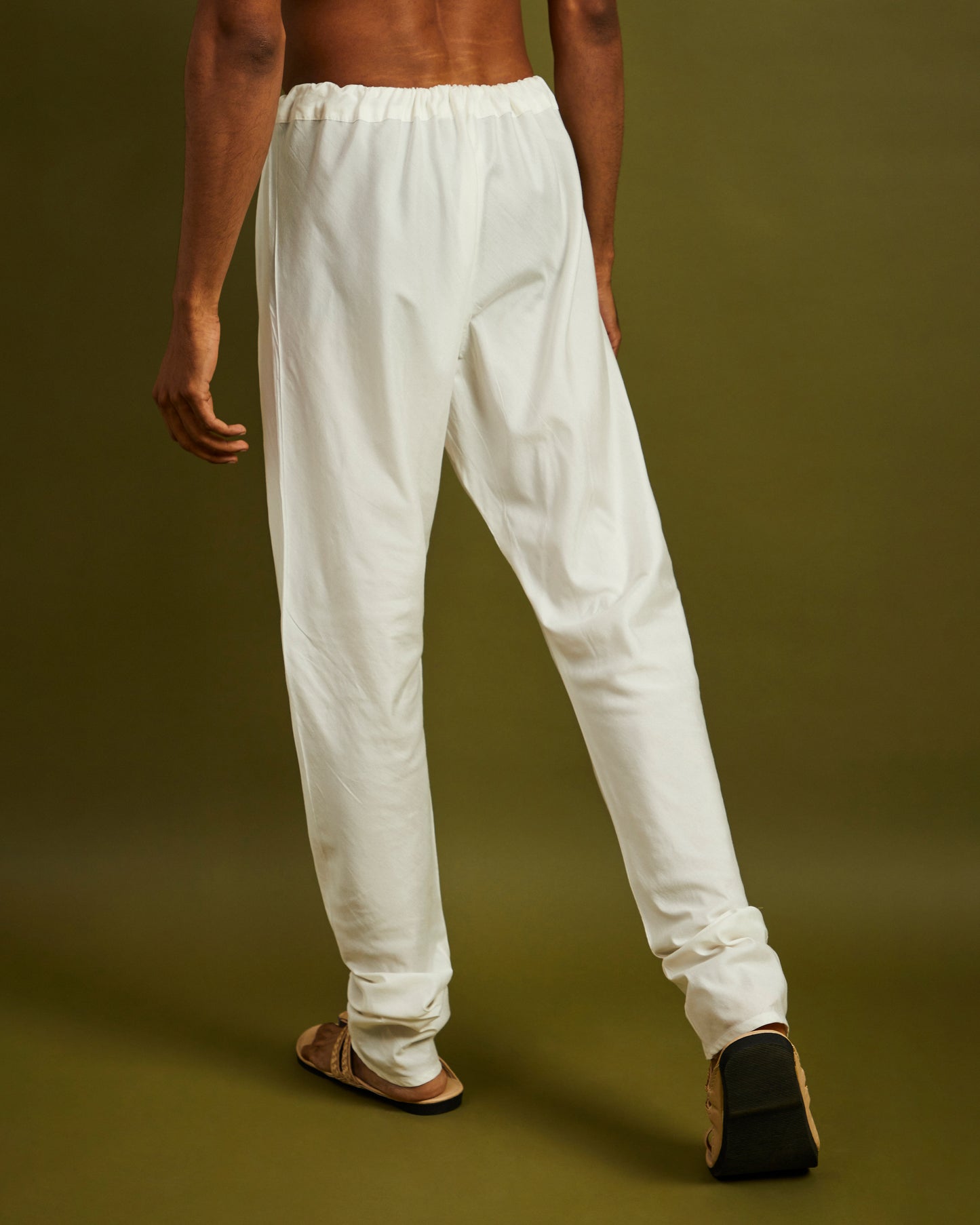 White Churidaar Pants with Drawstrings