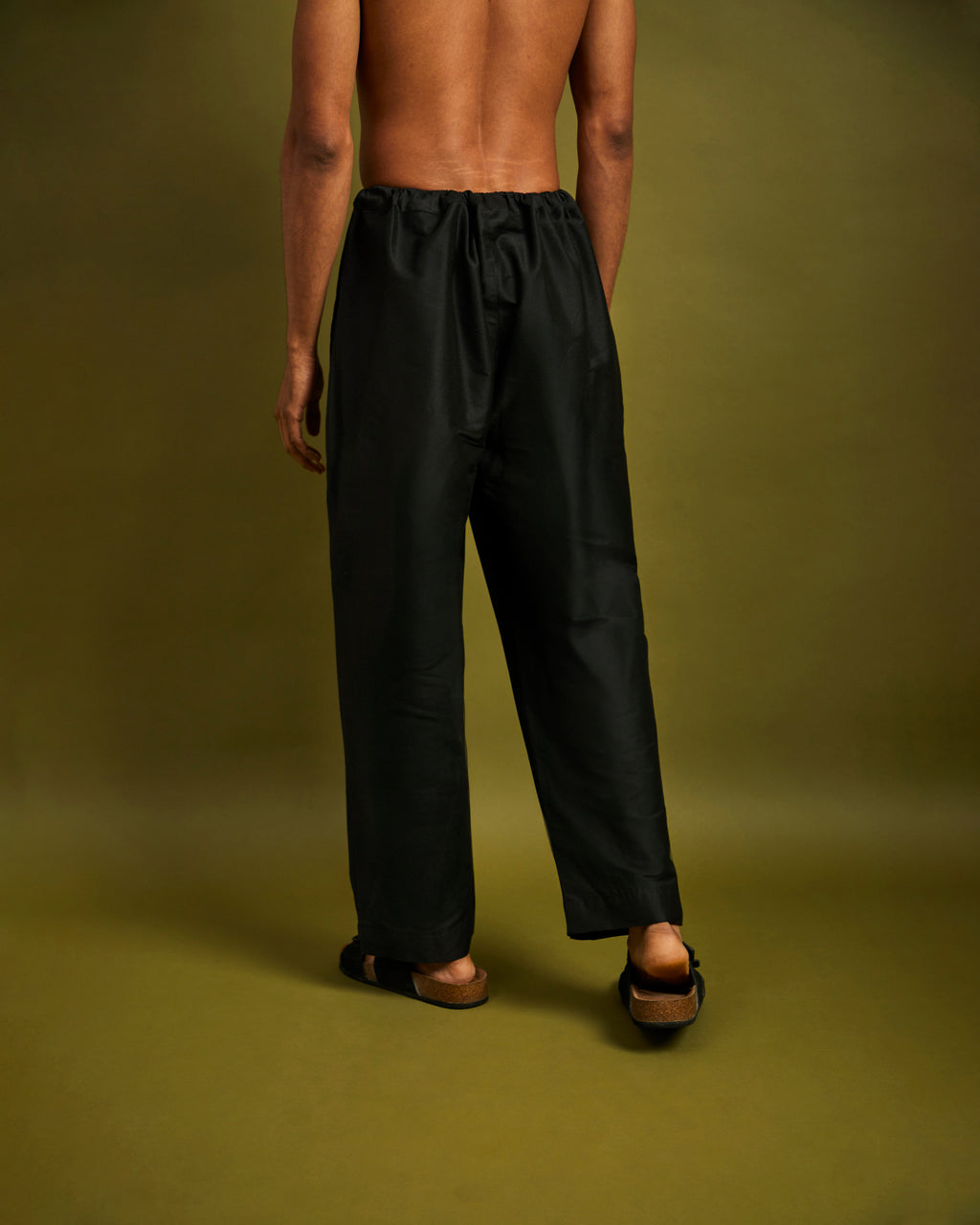 Black Straight Leg Pants with Drawstrings