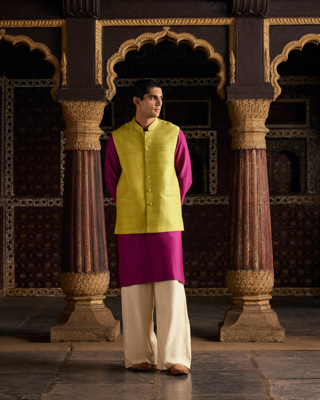 Green Raw Silk Bandi