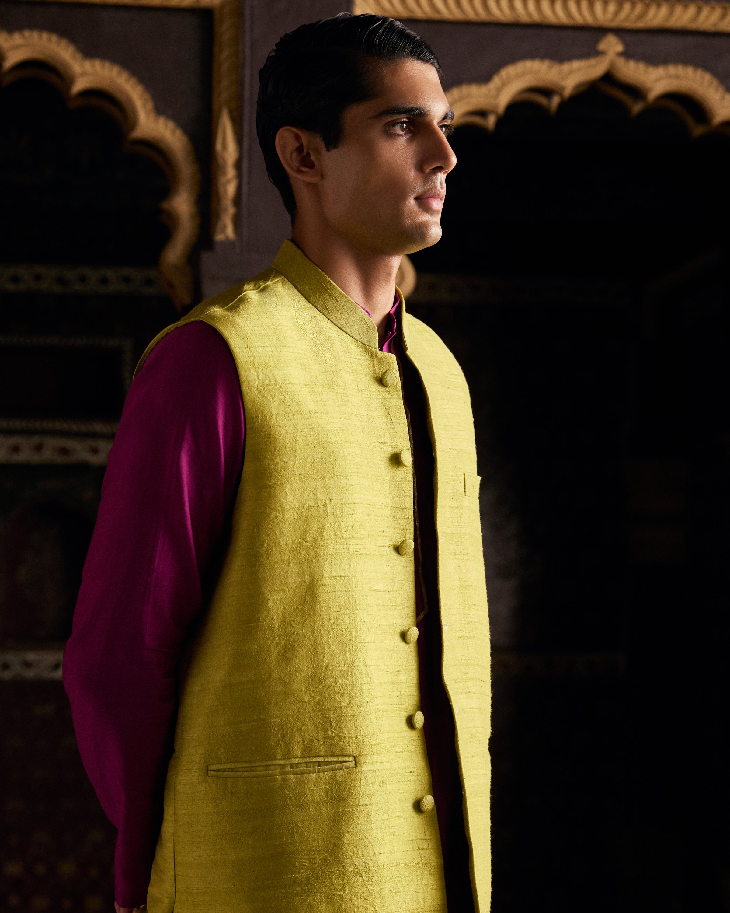 Green Raw Silk Bandi