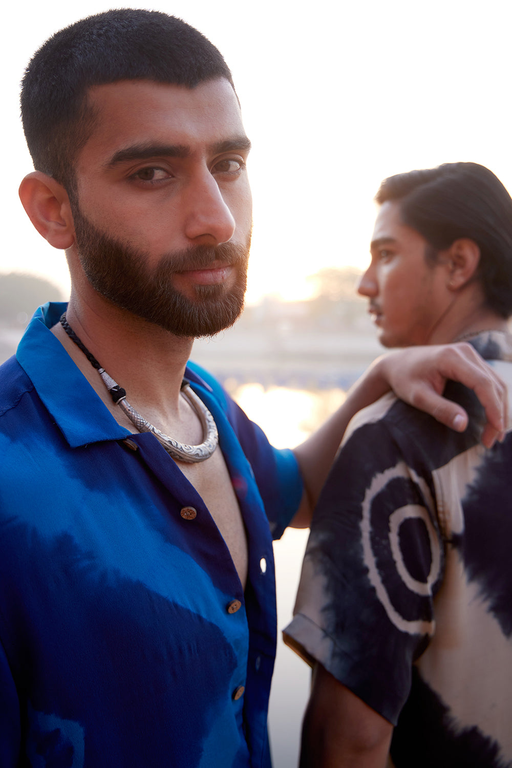 Rangrez Ink Blue Pure Crepe Tie-dye Shirt