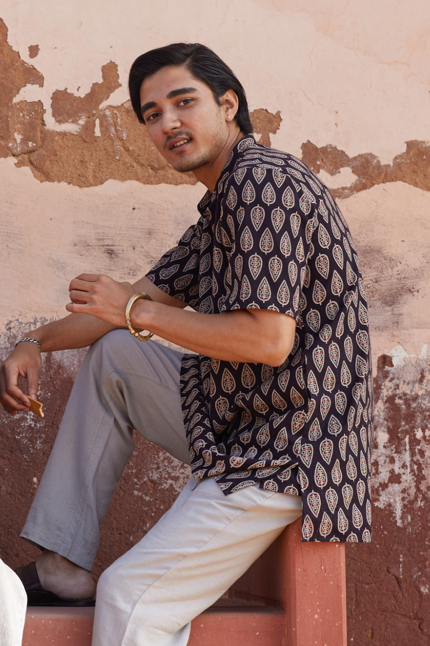 Harit Ajrakh Cotton Kurta