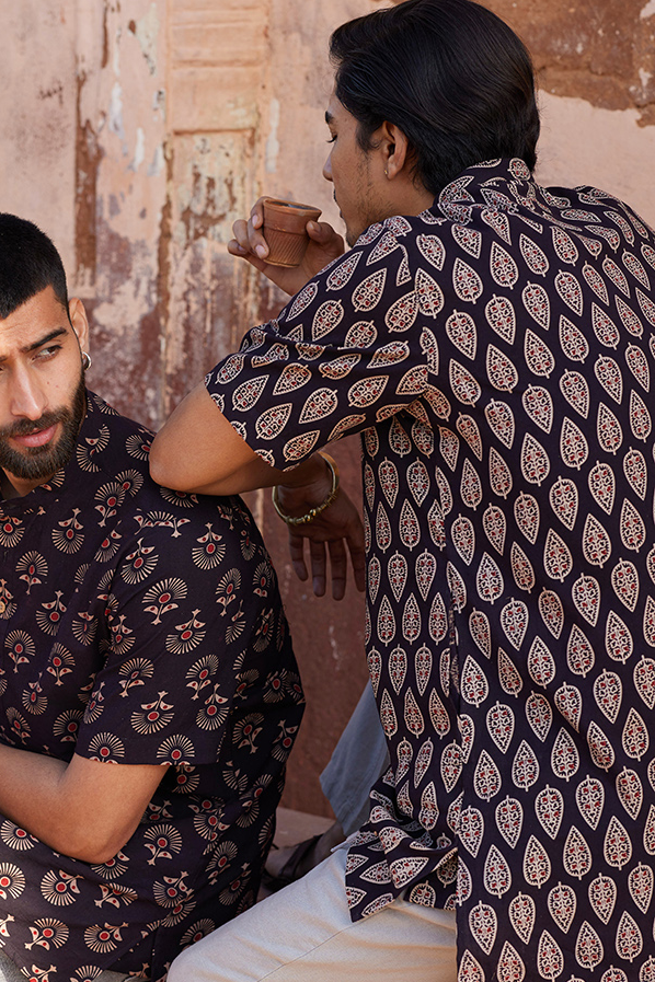 Harit Ajrakh Cotton Kurta