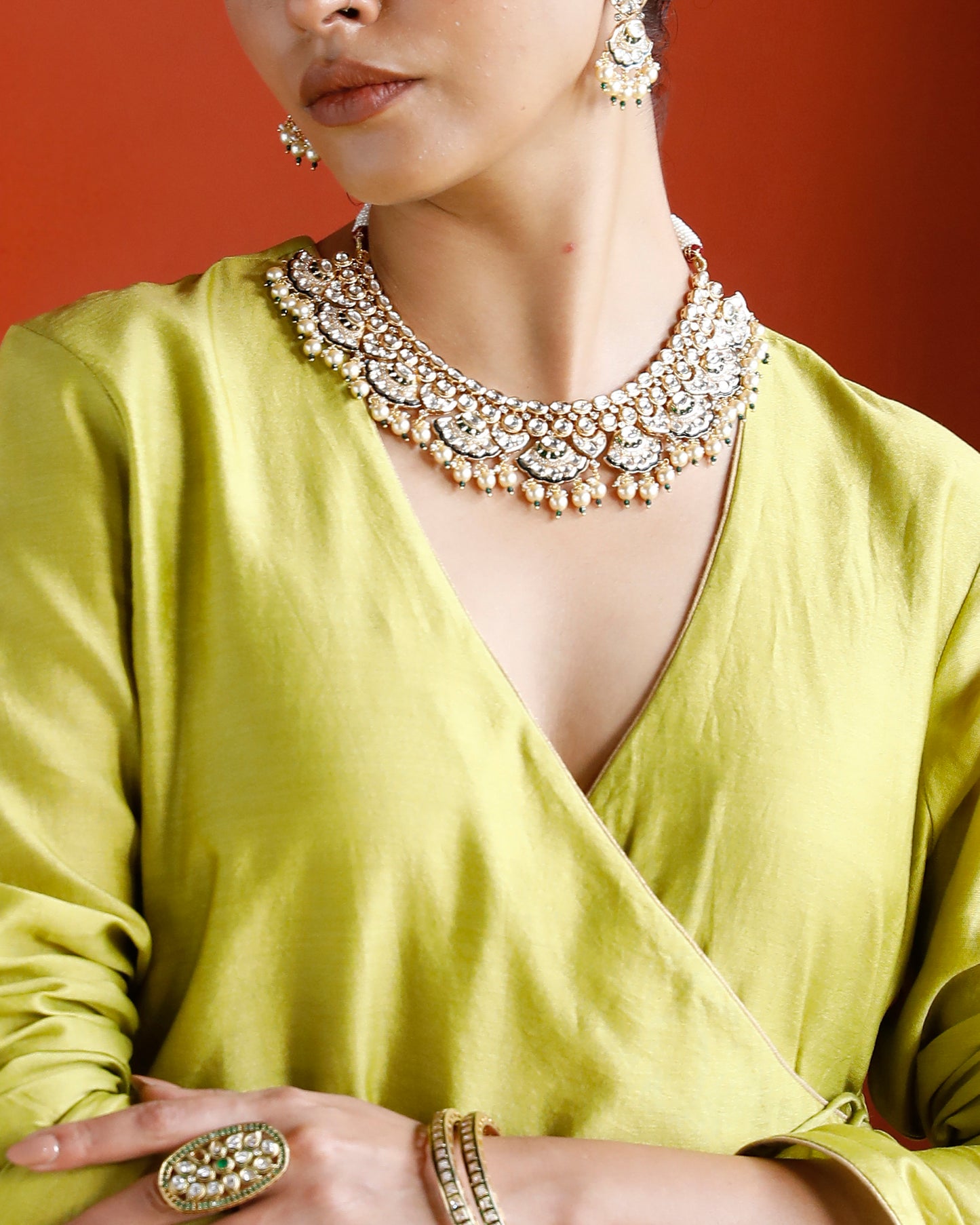 Green Pure Chanderi Angrakha