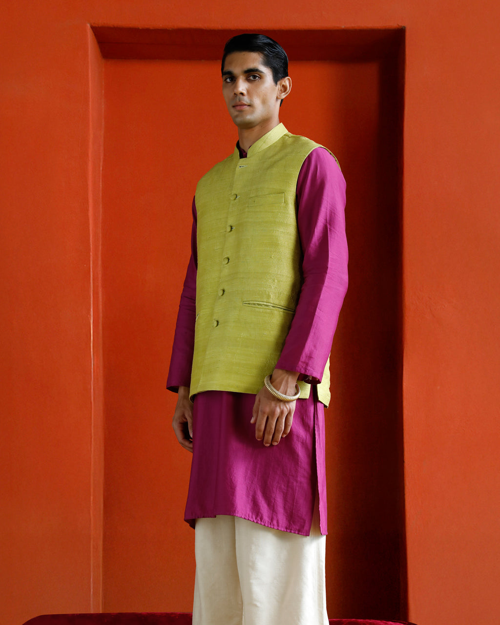 Green Raw Silk Bandi