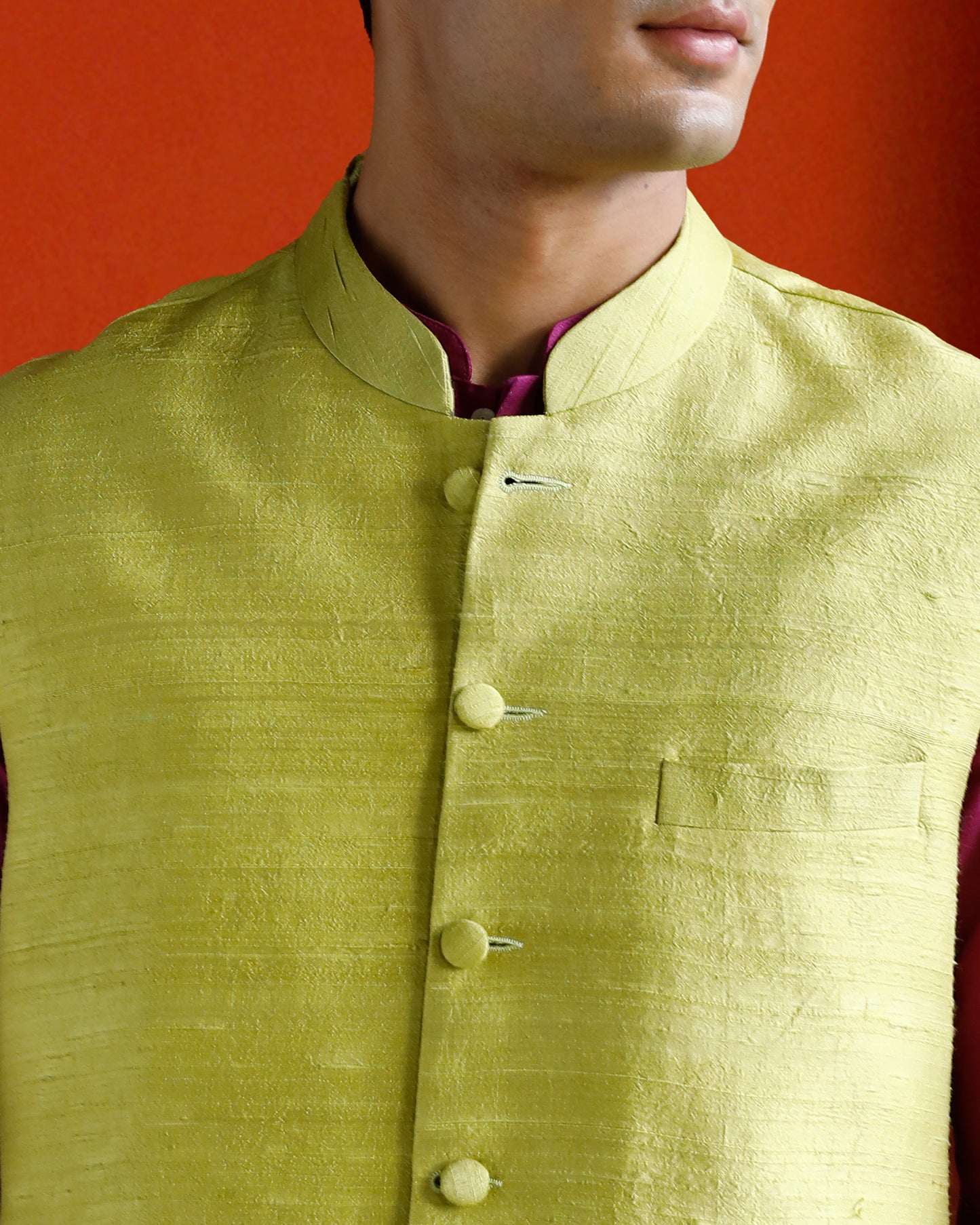 Green Raw Silk Bandi