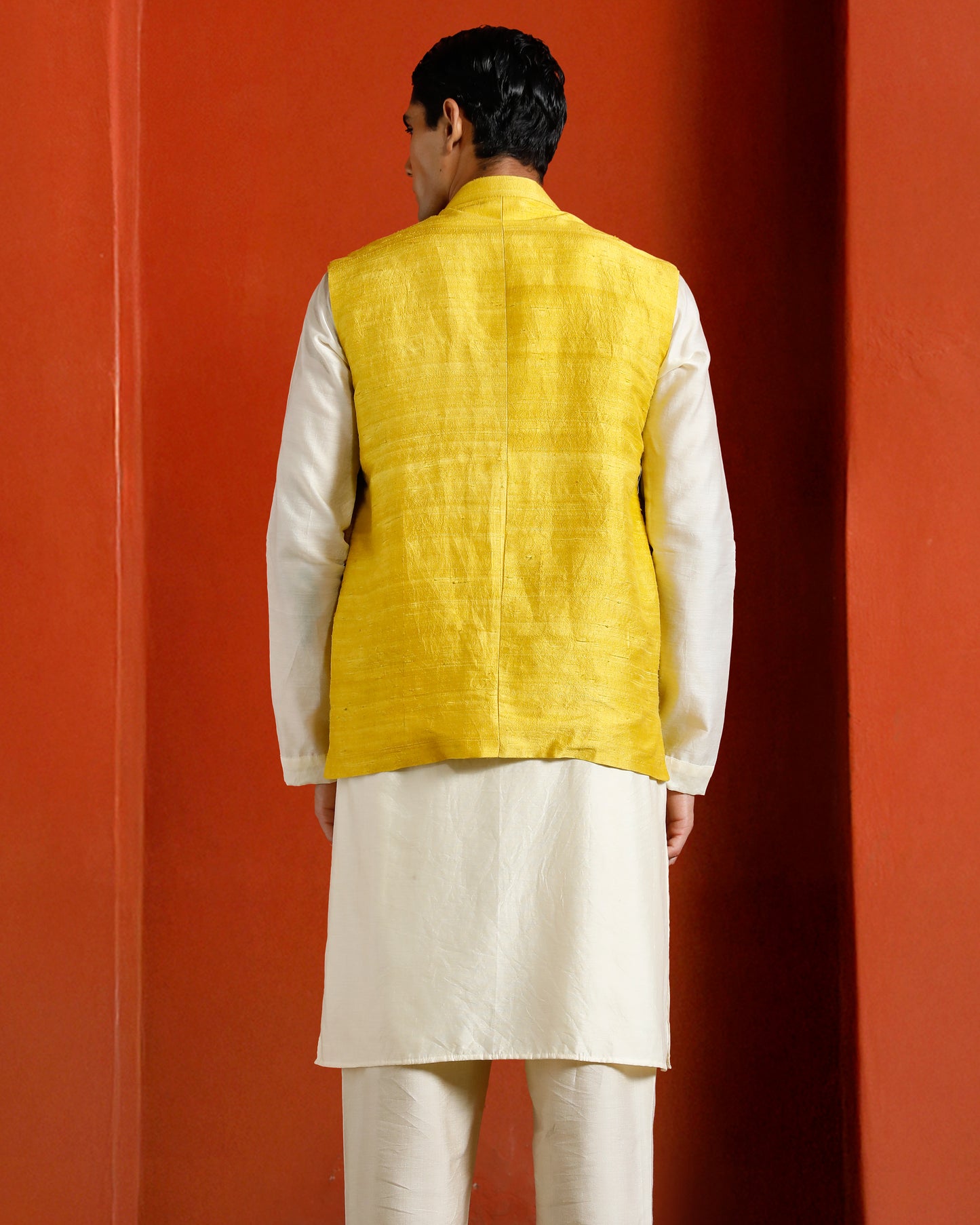 Yellow Raw Silk Bandi