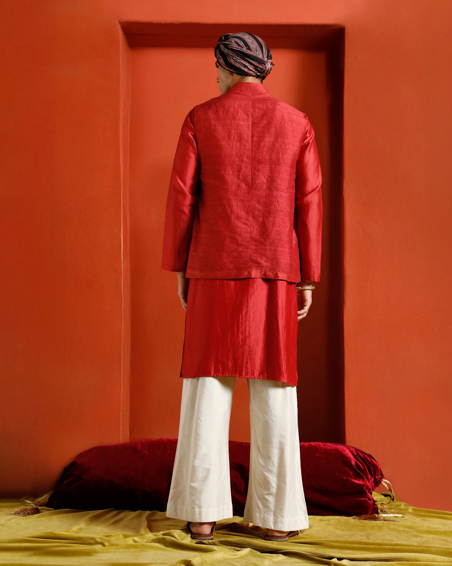 Red Raw Silk Bandi