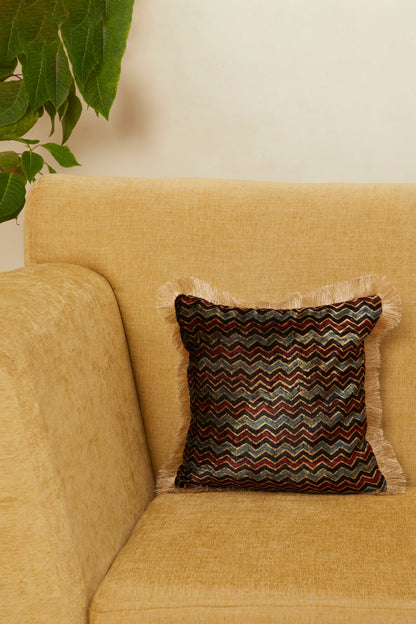 Lehar Velvet Ajrakh Square Cushion Cover