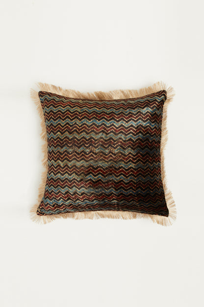 Lehar Velvet Ajrakh Square Cushion Cover