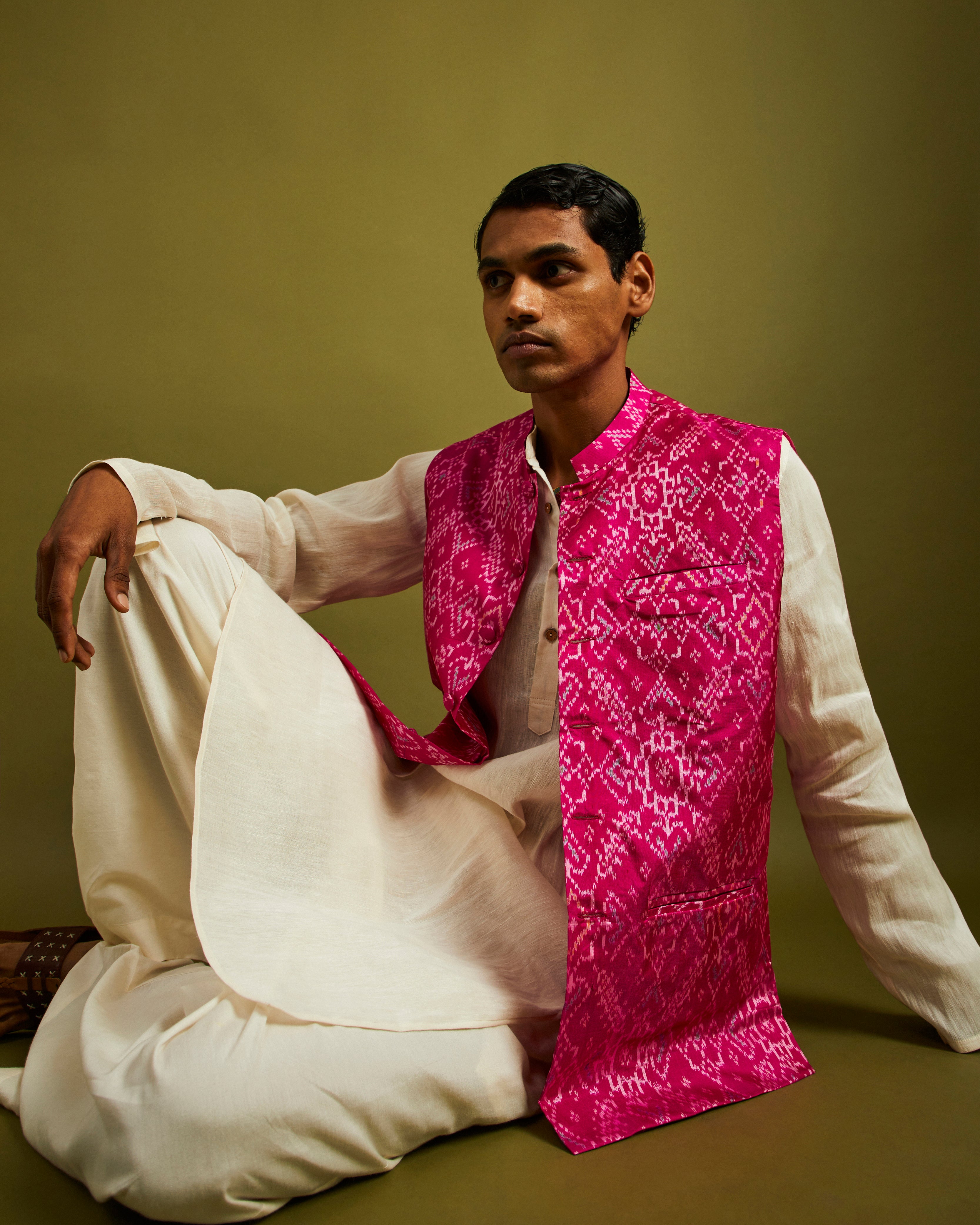 Manek Chowk Patan Patola Pink Bandi