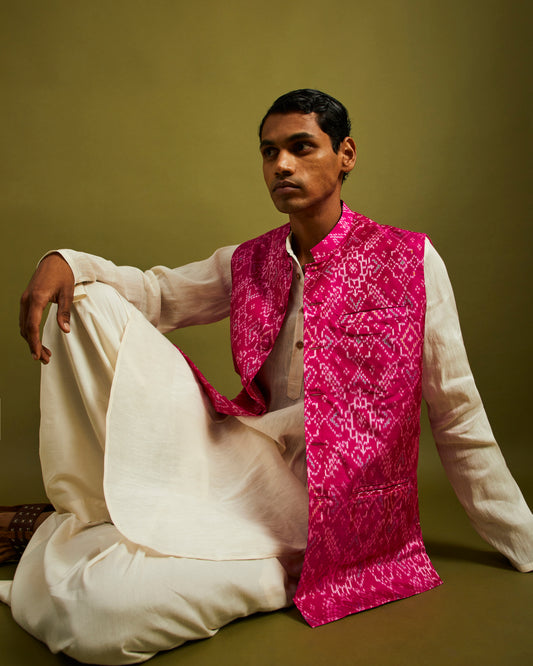 Manek Chowk Patan Patola Pink Bandi