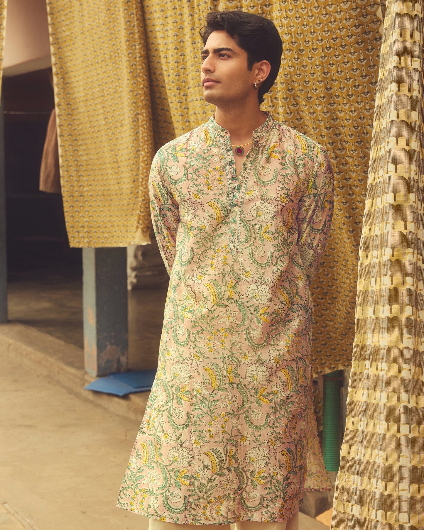 Gulabi Pure Chanderi Silk Kurta