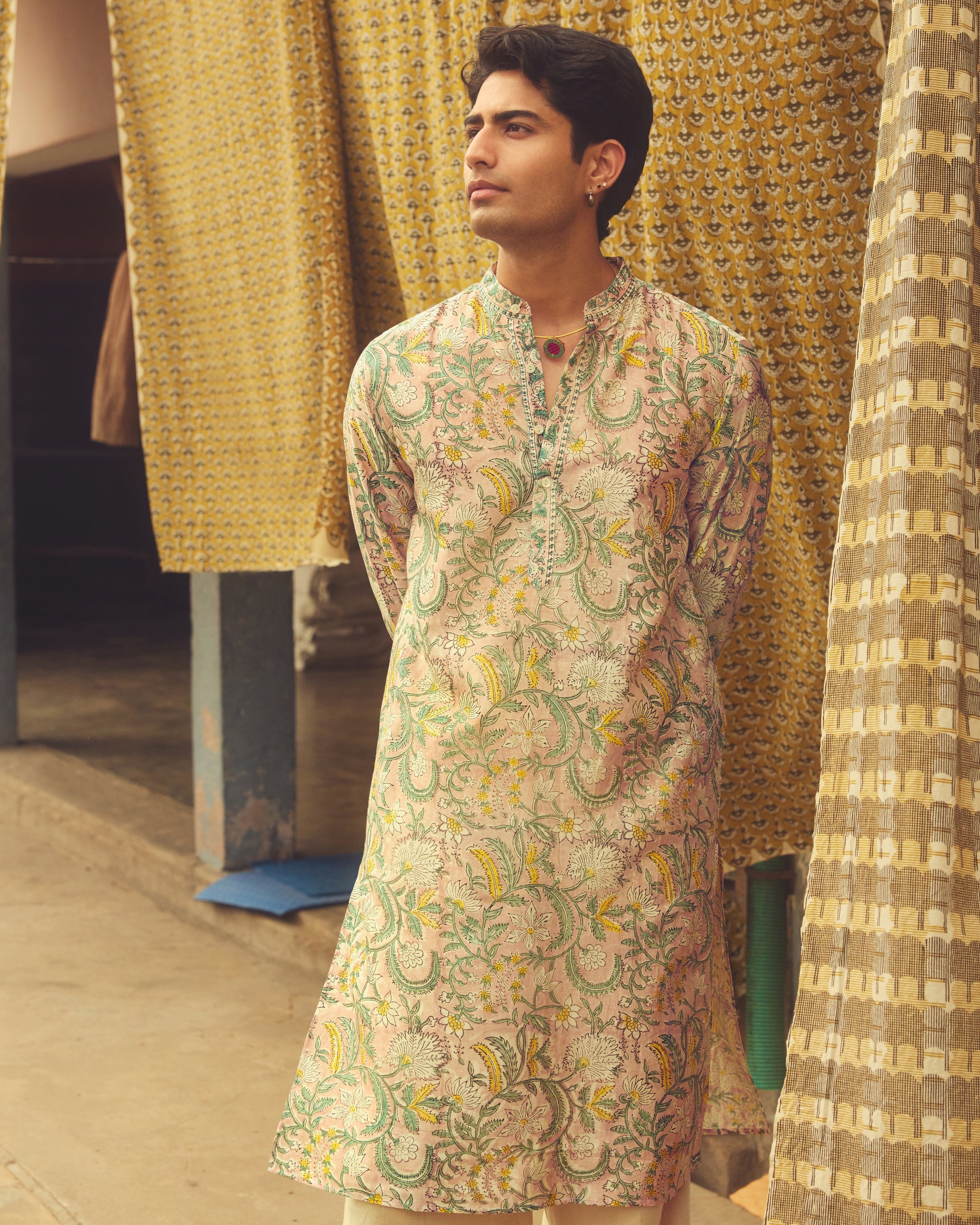 Gulabi Pure Chanderi Silk Kurta
