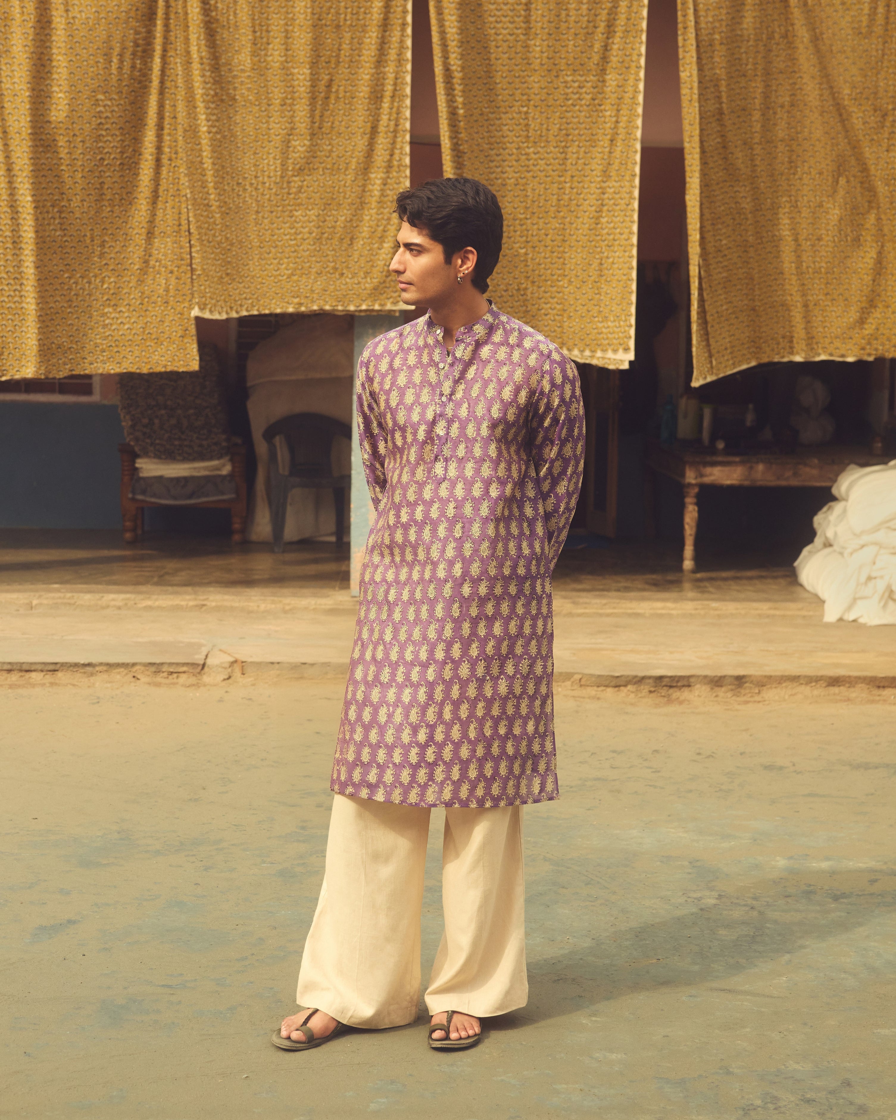 Baingani Pure Chanderi Silk Kurta